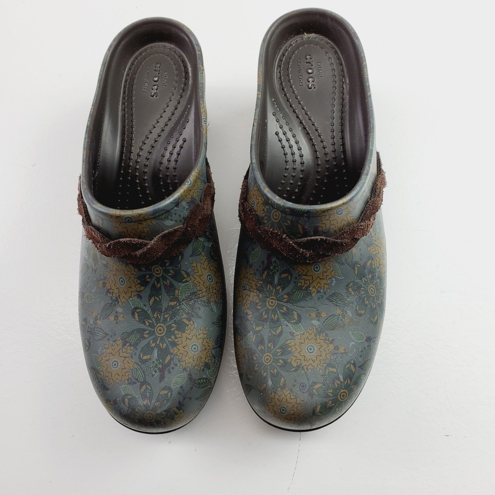 Crocs Women Sarah Crosslite Floral Dual Comfort Heel Clogs Mules Size W7β